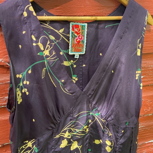 Johnny Was Silk Fit & Flare Floral Midi Dress Women's Size M - Picture 7 of 8
